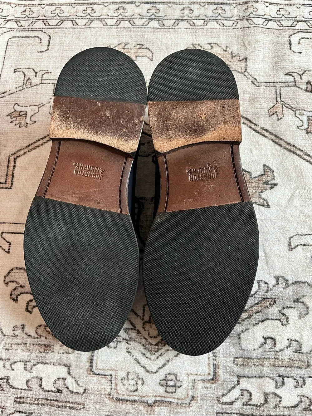 Johnston & Murphy Navy Suede Chukka Boots with Brown Laces